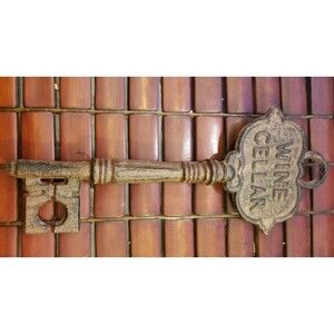 Vintage Wine Cellar Massive Decorative Cast Iron Skeleton Key 12"x5"